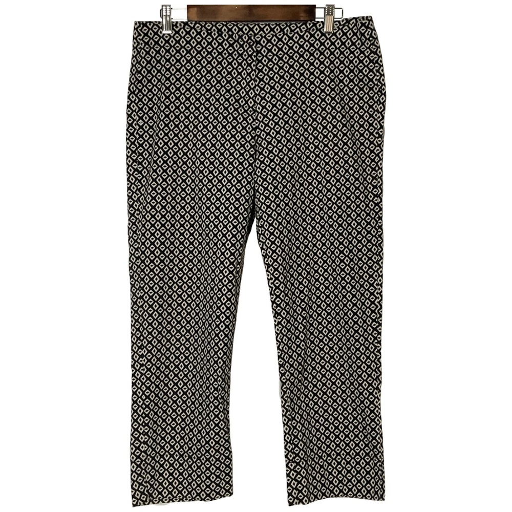 Cabi Women’s Zip-Up Pants Size 8 Black White Geometric Diamond Print Style #877